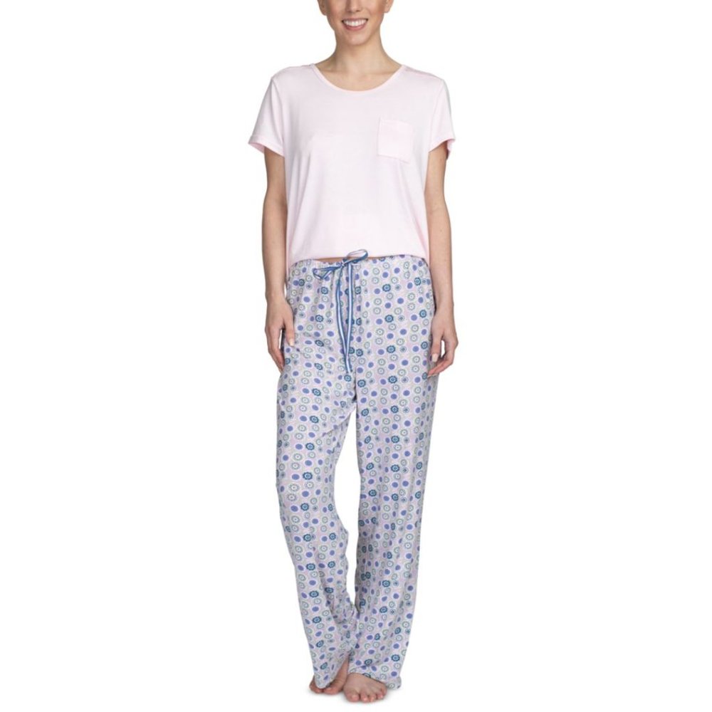 Hanes Comfort Sleep Med Pink / Floral Pattern Purple/Blue